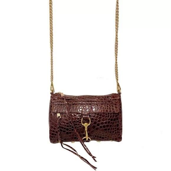 REBECCA MINKOFF Brown Croc MAC Embossed Chain Bag 💎EUC💎 MSRP $298 - Picture 2 of 14